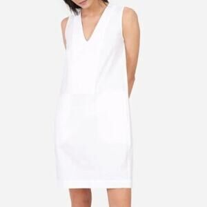 Everlane Women's Cotton Poplin V-Neck Tank Dress Sleeveless White Size 6